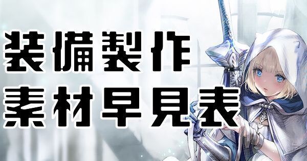 【ブラダス2】装備製作の素材早見表【ブラウンダスト2】