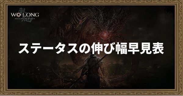 ステータスの伸び幅早見表