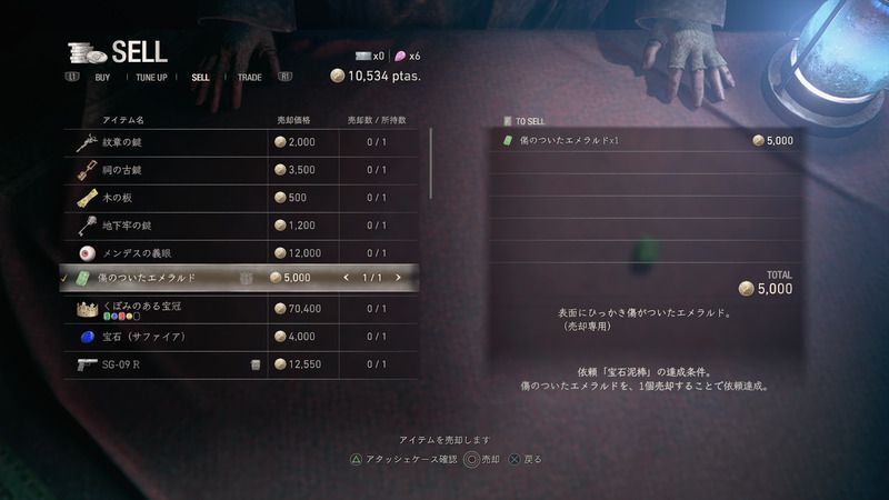 傷のついたエメラルドの売値