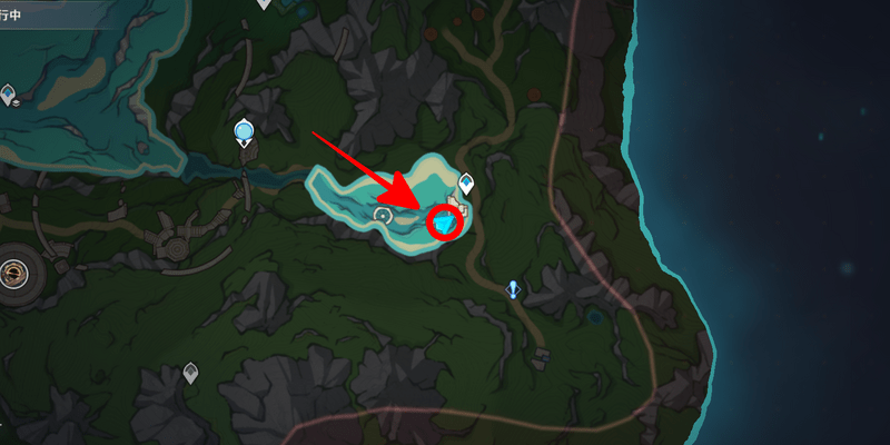 中央実験室跡地から南東にある池の中