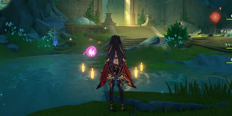 洞窟内のワープポイントから道なりに進む