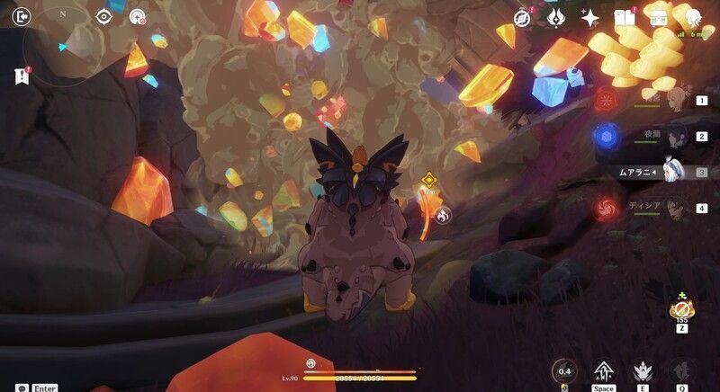 竜に変身し通常攻撃で岩を破壊