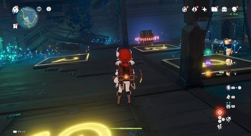 セイライ丸の模様が光る床