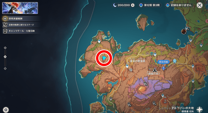 ピークの出現場所