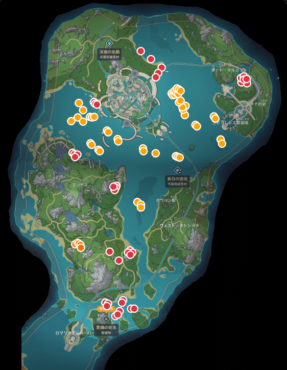 ロマリタイムフラワーの入手場所(全体マップ)