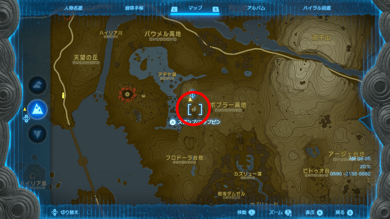 ポプラー高地の遺跡窟のマップ画像