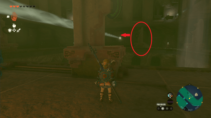 隙間から出て反対の柱