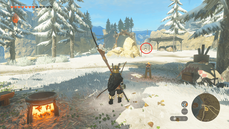 新聞社から左上にあるたき火