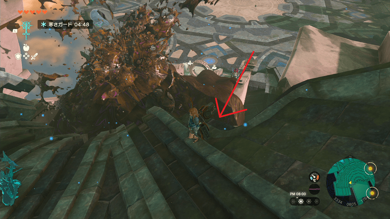 中央階段横の柵