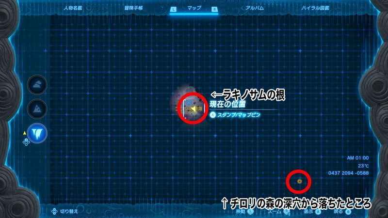 チロリの森の深穴~ラキノサムの根マップ