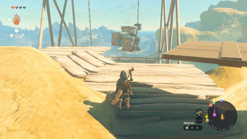 ウルトラハンドでブロックを錘にくっつける