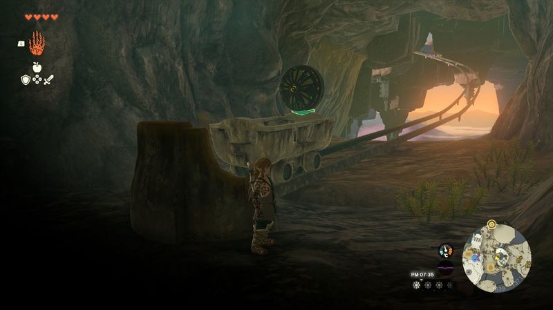 トロッコを使って洞窟を出る