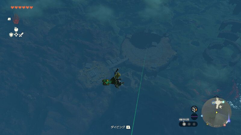 光の先（ゴーレムがいる島）に向かう