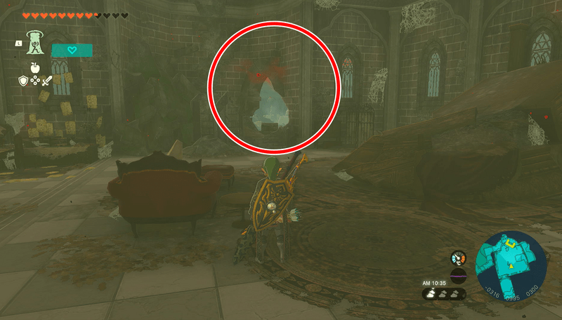 壁の穴から外に出る