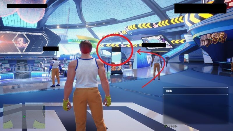 BATTLE HUBに移動し、右奥のBODY SHOPに行く