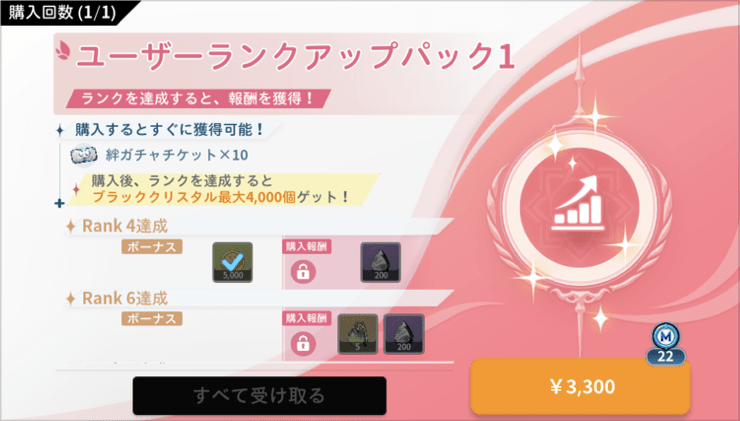 ユーザーランクアップパック