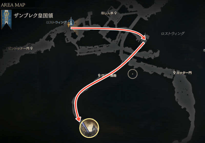 ワイン通路までのマップ