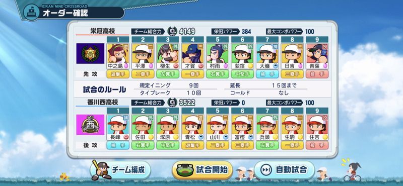 夏の県大会決勝のスタメン表