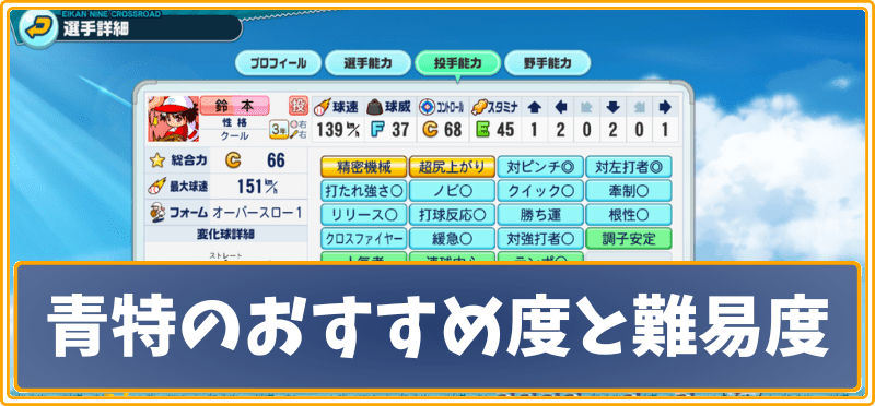 青特のおすすめ度と難易度