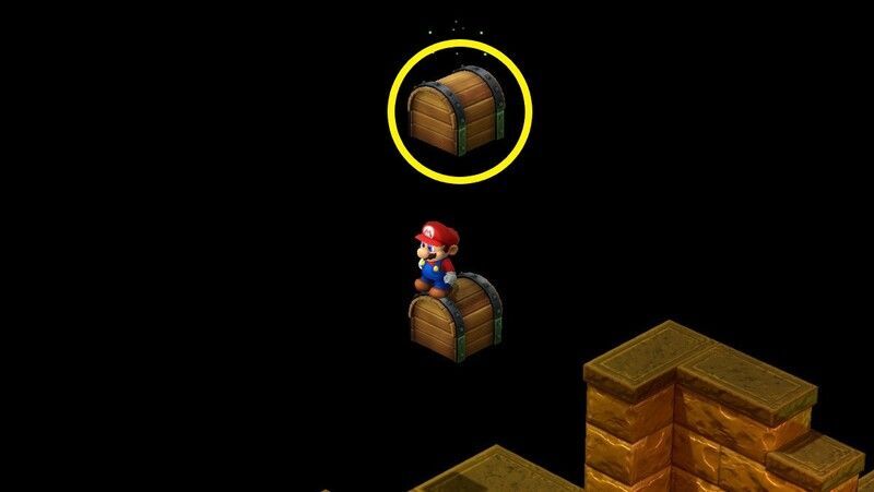 左上の宝箱の上でジャンプ