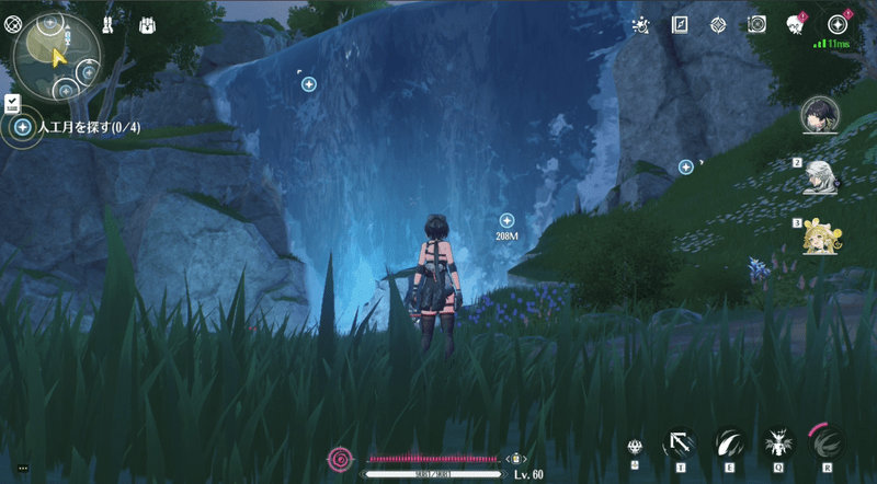 滝の裏の洞窟へ入る