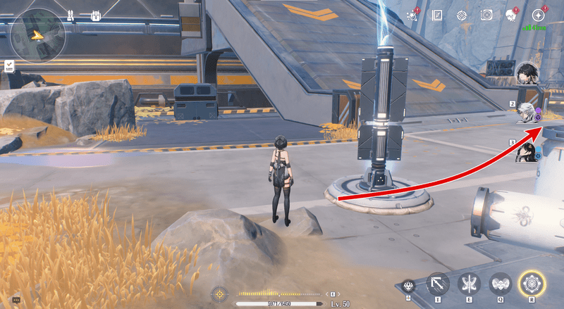 飛んだ地点から右方向に進む