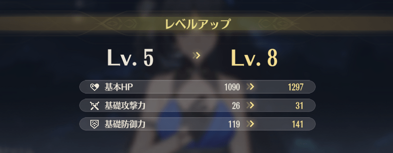 レベルアップ画面