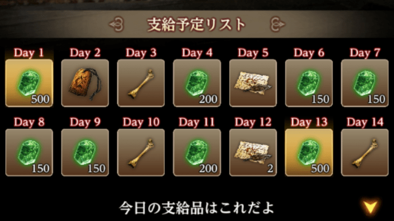 半年功労祭ログインボーナス