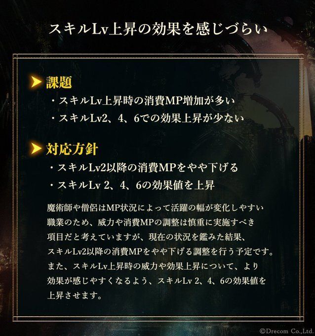 スキルLv上昇の効果を感じにくい