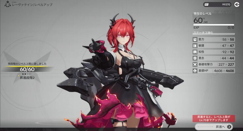 レベルアップ画面