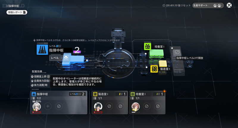 帝江号配属中に信頼度が自動上昇