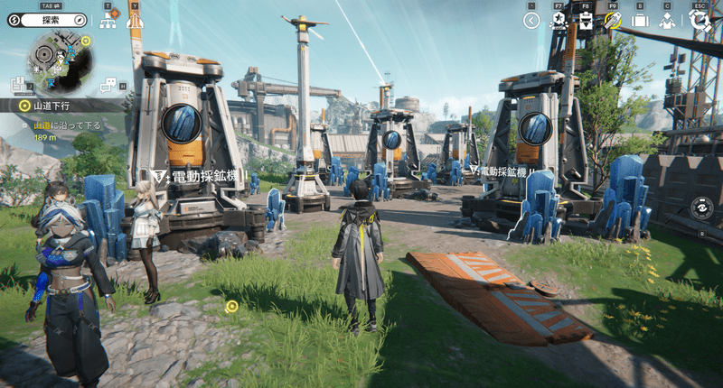 青鉄鉱物を電動採鉱機Ⅱで自動採掘