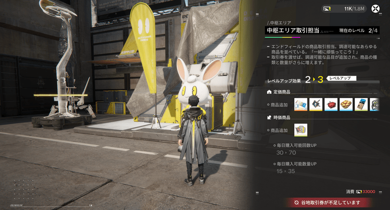 商品取引担当のレベルを上げる