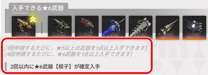 武器ガチャ詳細