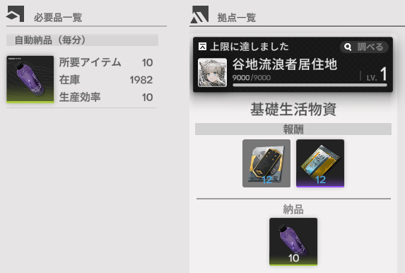 納品アイテムとして要求される
