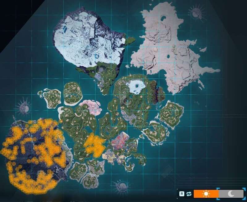 カバネドリの出現場所(昼マップ)