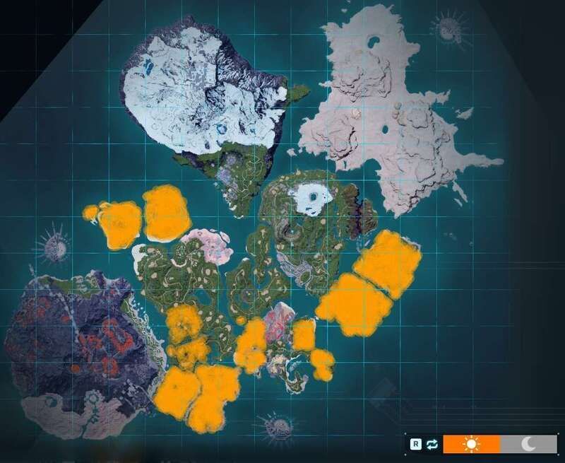 モコロンの出現場所（昼マップ）