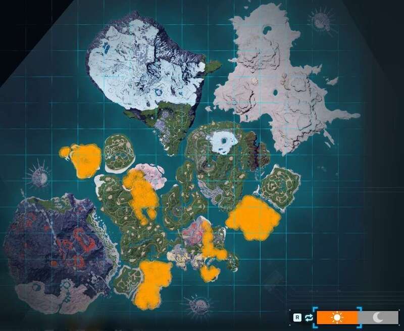 ナエモチの出現場所（昼マップ）