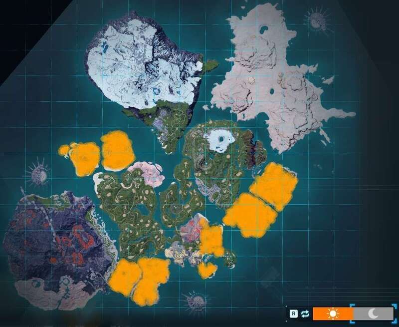 ツノガミの出現場所(昼マップ)