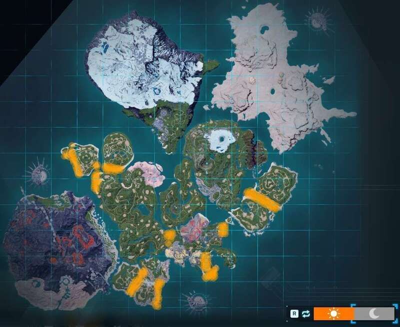 ルミカイトの出現場所(昼マップ)