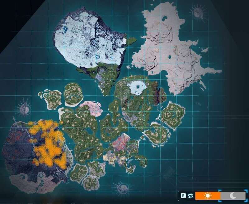 ボルカノンの出現場所（昼マップ）