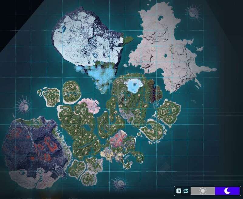 オコチョの出現場所(夜マップ)