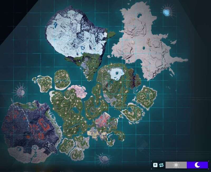 ゼノグリフの出現場所（夜マップ）