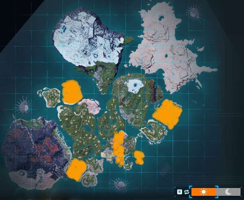 アロアリューの出現場所（昼マップ）