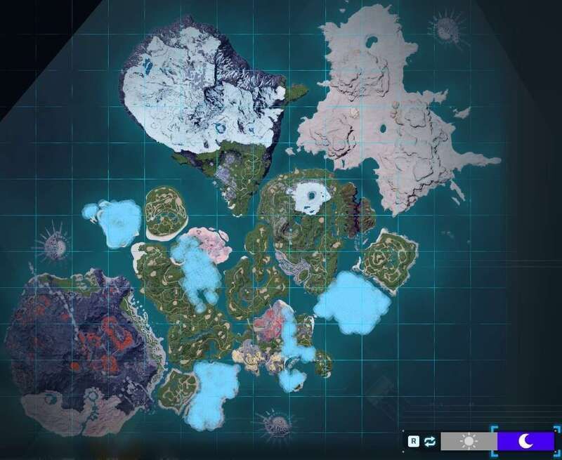 ナエモチの出現場所（夜マップ）