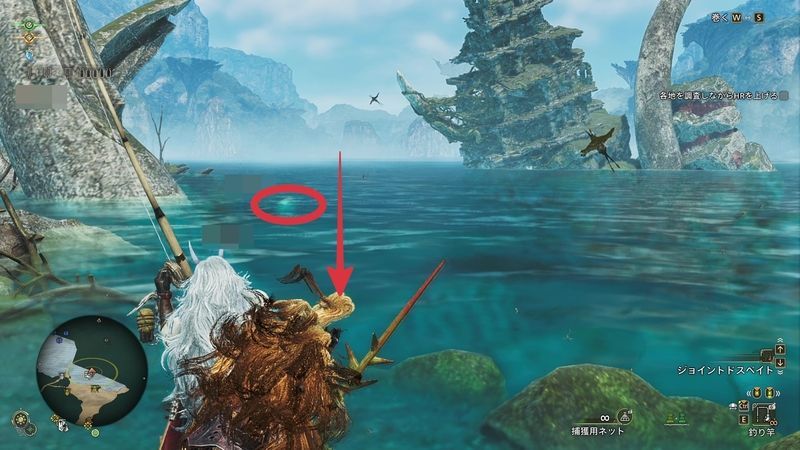 大物釣り、疲れた魚を引く