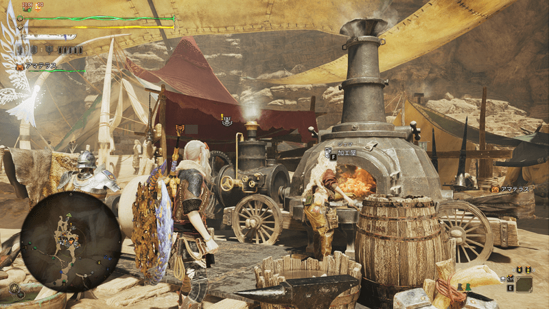 隔ての砂原のベースキャンプでジェマと会話する