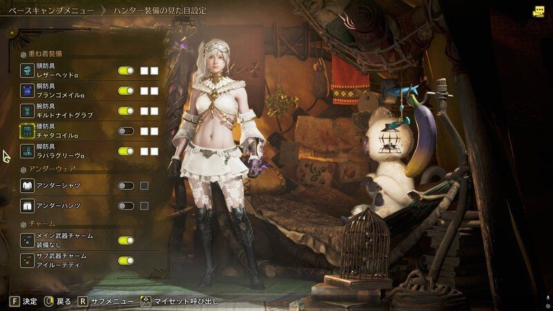 重ね着：ホワイトコーデ