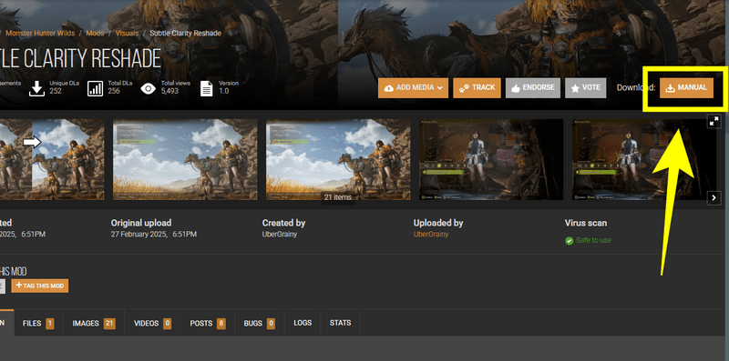欲しいModを選びダウンロードする