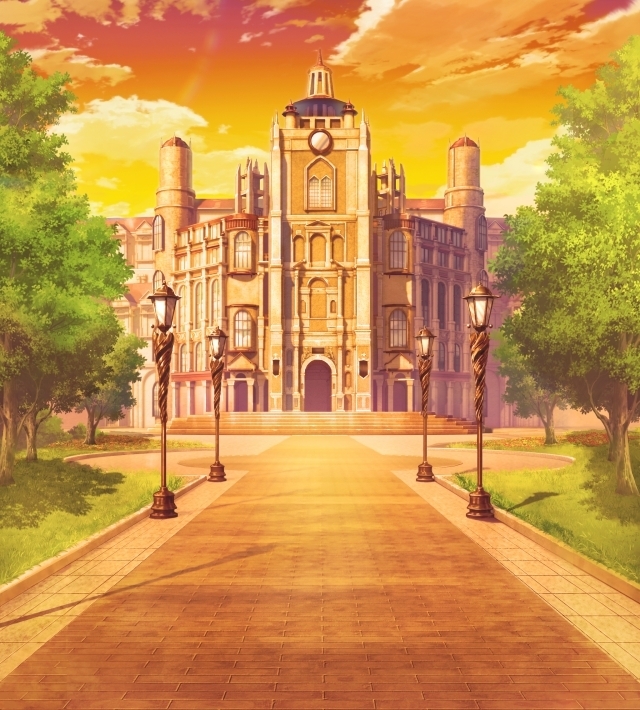 学園外観・夕方